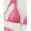 imageSHENHE Womens Two Piece Swimsuits Triangle V Neck Ruched Brazilian Bikini Set Boho SwimwearFloral Pink