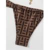imageSHENHE Womens Two Piece Swimsuits Triangle V Neck Ruched Brazilian Bikini Set Boho SwimwearGeometric Brown