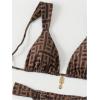 imageSHENHE Womens Two Piece Swimsuits Triangle V Neck Ruched Brazilian Bikini Set Boho SwimwearGeometric Brown