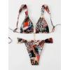 imageSHENHE Womens Two Piece Swimsuits Triangle V Neck Ruched Brazilian Bikini Set Boho SwimwearLeopard Print