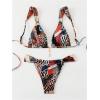 imageSHENHE Womens Two Piece Swimsuits Triangle V Neck Ruched Brazilian Bikini Set Boho SwimwearLeopard Print