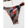 imageSHENHE Womens Two Piece Swimsuits Triangle V Neck Ruched Brazilian Bikini Set Boho SwimwearLeopard Print
