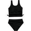 imageSHENHE Girls 2 Piece High Waisted Swimsuit Drawstring Sport Bikini Sets Tankini Bathing SuitsBlack