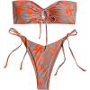 imageSHENHE Womens Strapless 2 Piece Tropical Swimsuit Drawstring Tie Side Bandeau BikiniMulticolor a