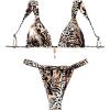 imageSHENHE Womens Two Piece Swimsuits Triangle V Neck Ruched Brazilian Bikini Set Boho SwimwearAnimal Print Brown