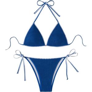imageSHENHE Womens 2 Piece Swimsuits Halter Triangle Bathing Suit Tie String Bikini SetBlue