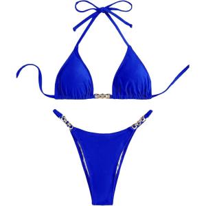 imageSHENHE Womens Sexy Bikini Sets Ring Triangle Tie Bathing Suits 2 Piece SwimsuitsRoyal Blue