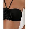 imageSHENHE Womens 2 Piece Halter Swimsuit 3D Flower Appliques Bandeau Tummy Control Bikini SetBlack