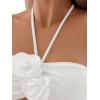 imageSHENHE Womens 2 Piece Halter Swimsuit 3D Flower Appliques Bandeau Tummy Control Bikini SetWhite