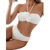 imageSHENHE Womens 2 Piece Halter Swimsuit 3D Flower Appliques Bandeau Tummy Control Bikini SetWhite