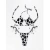imageSHENHE Womens Cut Out Cow Print 2 Piece Halter Swimsuit High Cut Side Tie BikinisBlack and White