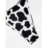 imageSHENHE Womens Cut Out Cow Print 2 Piece Halter Swimsuit High Cut Side Tie BikinisBlack and White