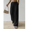 imageSHENHE Womens Drawstring Tie Front Straight Leg Pants Wide Leg Elastic Waist PantsBlack