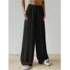 imageSHENHE Womens Drawstring Tie Front Straight Leg Pants Wide Leg Elastic Waist PantsBlack