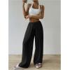imageSHENHE Womens Drawstring Tie Front Straight Leg Pants Wide Leg Elastic Waist PantsBlack
