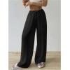 imageSHENHE Womens Drawstring Tie Front Straight Leg Pants Wide Leg Elastic Waist PantsBlack