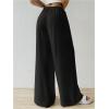 imageSHENHE Womens Drawstring Tie Front Straight Leg Pants Wide Leg Elastic Waist PantsBlack