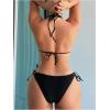 imageSHENHE Womens Halter Swimsuits 2 Piece 3D Flower Bikini Set Triangle Tie Bathing SuitBlack