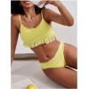 imageSHENHE Womens Lace Bikini Sets Scoop Neck Frilled Smocked Bathing Suit Two Piece SwimsuitYellow