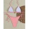 imageSHENHE Womens Triangle String Bikini Set 2 Piece Halter Swimsuits Starfish Metal Linked Swim SetLight Pink