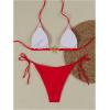 imageSHENHE Womens Triangle String Bikini Set 2 Piece Halter Swimsuits Starfish Metal Linked Swim SetRed