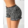 imageSHENHE Womens Y2k Gingham Shorts Ruffle Low Rise Elastic Waist Casual Summer Mini ShortsBlack