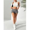 imageSHENHE Womens Y2k Gingham Shorts Ruffle Low Rise Elastic Waist Casual Summer Mini ShortsBlack