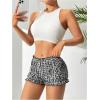 imageSHENHE Womens Y2k Gingham Shorts Ruffle Low Rise Elastic Waist Casual Summer Mini ShortsBlack