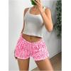 imageSHENHE Womens Y2k Gingham Shorts Ruffle Low Rise Elastic Waist Casual Summer Mini ShortsPink