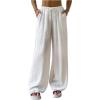 imageSHENHE Womens Drawstring Tie Front Straight Leg Pants Wide Leg Elastic Waist PantsWhite