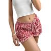 imageSHENHE Womens Y2k Gingham Shorts Ruffle Low Rise Elastic Waist Casual Summer Mini ShortsRed