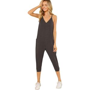 imageDIDK Womens V Neck Spaghetti Strap Harem Leg Cami Jumpsuit