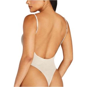 imageSHENHE Womens Open Back Sexy Spaghetti Strap Low Back Summer Backless Cmai BodysuitApricot