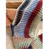 imageSHENHE Womens Crochet Hollow Out Rainbow Striped Color Block Sheer Super Cropped SweaterMulticolor Green Blue