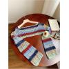 imageSHENHE Womens Crochet Hollow Out Rainbow Striped Color Block Sheer Super Cropped SweaterMulticolor Green Blue