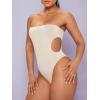 imageSHENHE Womens Cut Out Strapless Bodycon Sexy Tube Top Skinny Bodysuit LeotardApricot