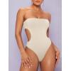 imageSHENHE Womens Cut Out Strapless Bodycon Sexy Tube Top Skinny Bodysuit LeotardApricot