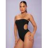 imageSHENHE Womens Cut Out Strapless Bodycon Sexy Tube Top Skinny Bodysuit LeotardBlack