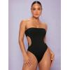 imageSHENHE Womens Cut Out Strapless Bodycon Sexy Tube Top Skinny Bodysuit LeotardBlack