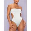 imageSHENHE Womens Cut Out Strapless Bodycon Sexy Tube Top Skinny Bodysuit LeotardWhite