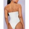 imageSHENHE Womens Cut Out Strapless Bodycon Sexy Tube Top Skinny Bodysuit LeotardWhite