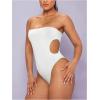 imageSHENHE Womens Cut Out Strapless Bodycon Sexy Tube Top Skinny Bodysuit LeotardWhite