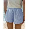 imageSHENHE Womens Elastic Waist Button Up Low Rise Striped Shorts Y2k Boxer Shorts Beach ShortsBlue and White