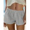 imageSHENHE Womens Elastic Waist Button Up Low Rise Striped Shorts Y2k Boxer Shorts Beach ShortsGrey