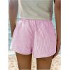 imageSHENHE Womens Elastic Waist Button Up Low Rise Striped Shorts Y2k Boxer Shorts Beach ShortsPink