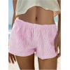 imageSHENHE Womens Elastic Waist Button Up Low Rise Striped Shorts Y2k Boxer Shorts Beach ShortsPink