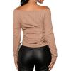 imageSHENHE Womens Maternity Off The Shoulder Tops Long Sleeve Knit Top Tie Side Ruched Fall Fashion Breastfeeding ClothesApricot