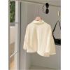 imageSHENHE Womens Oversized Button Down Short Sleeve Shirt Textured Collared Crop Top BlouseApricot
