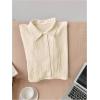 imageSHENHE Womens Oversized Button Down Short Sleeve Shirt Textured Collared Crop Top BlouseApricot