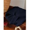 imageSHENHE Womens Oversized Button Down Short Sleeve Shirt Textured Collared Crop Top BlouseDark Blue